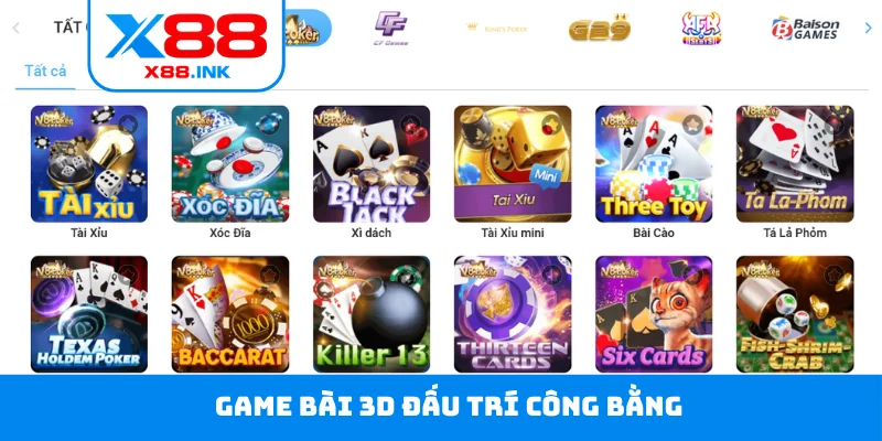 Game bài 3D đấu trí công bằng