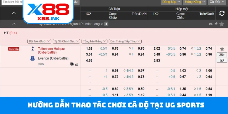 Hướng dẫn thao tác chơi cá độ tại UG Sports