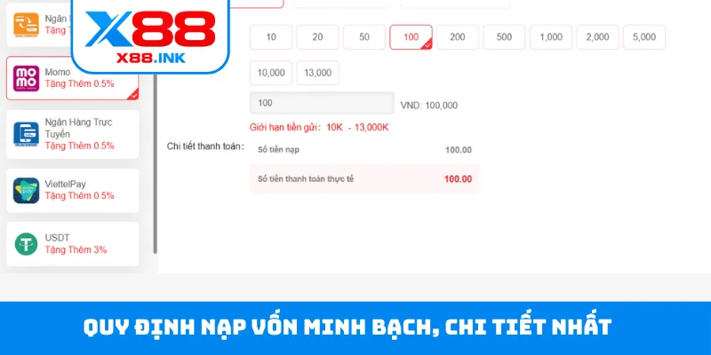 Quy định nạp vốn minh bạch, chi tiết nhất