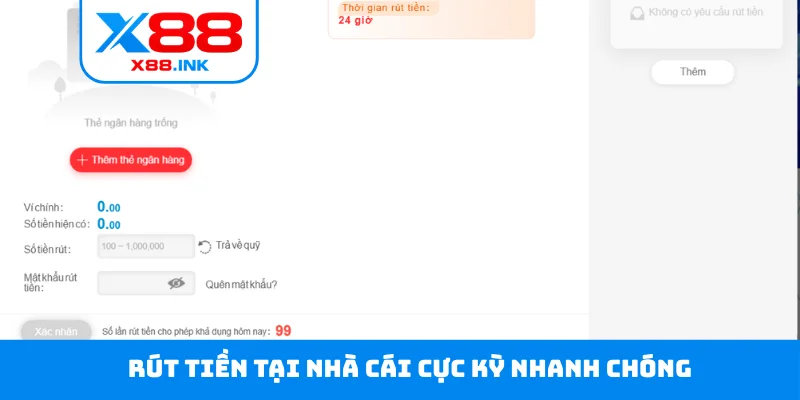 Rút tiền tại nhà cái cực kỳ nhanh chóng
