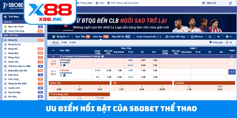 Ưu điểm nổi bật của Sbobet thể thao