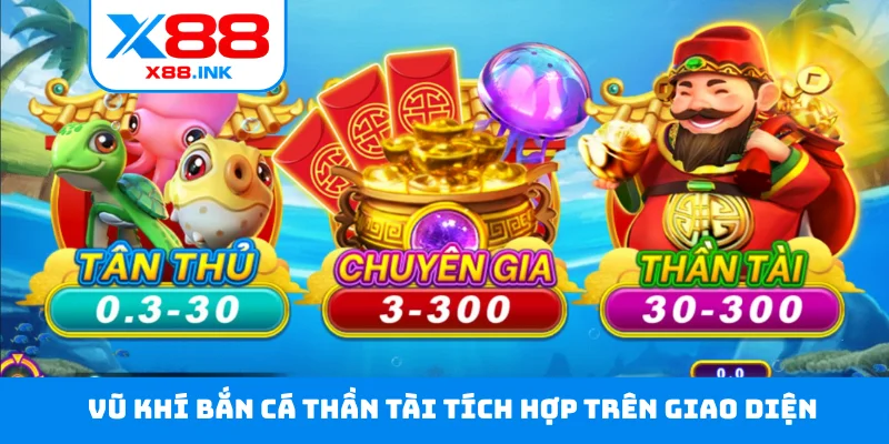 Vũ khí bắn cá Thần Tài tích hợp trên giao diện